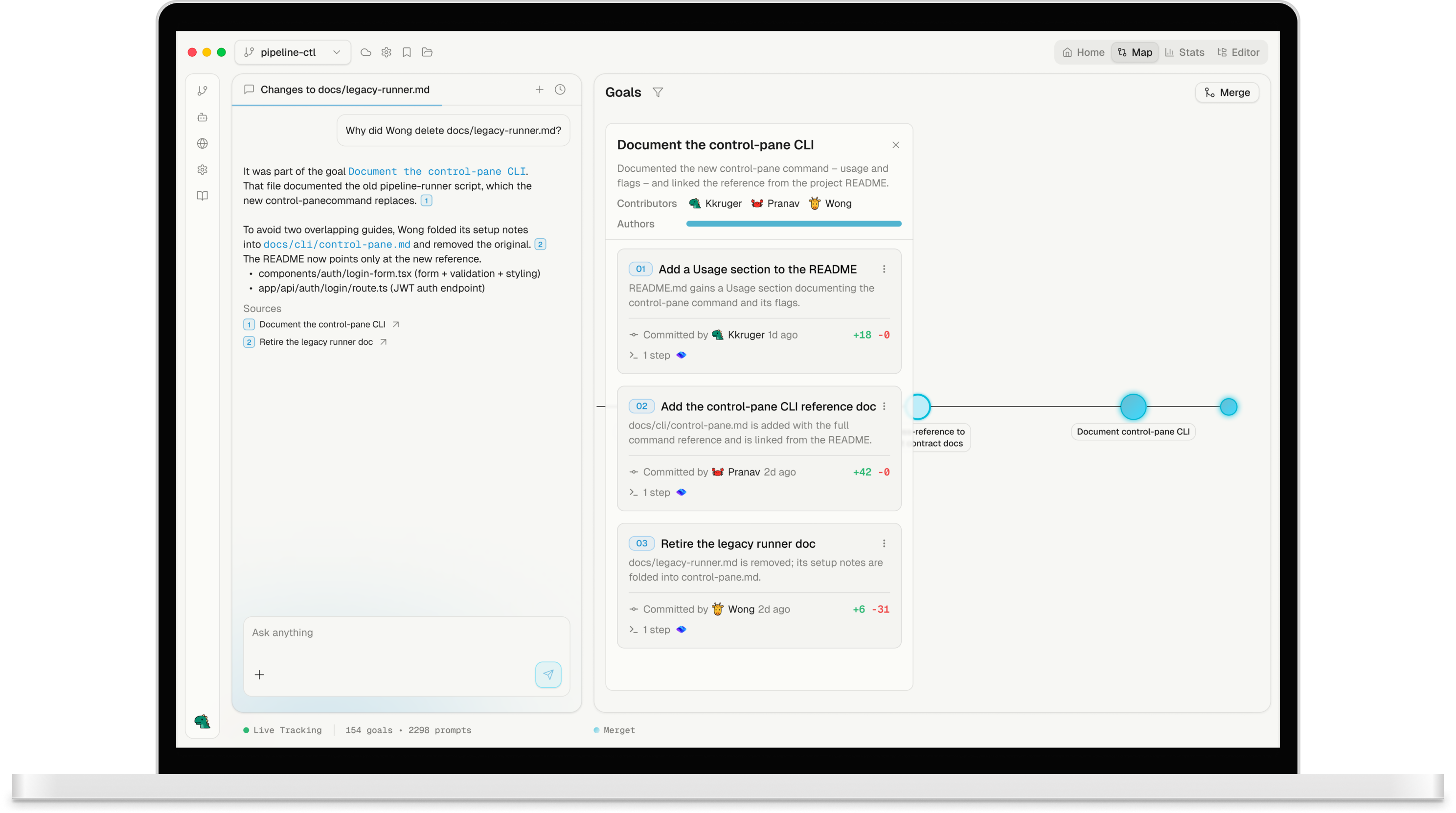 Merget interface mapping agent work from goals to code